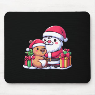 Santa Claus Hugging Cute Capybara Christmas Matchi Mouse Pad