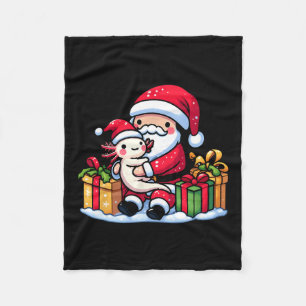 Santa Claus Hugs Axolotl Christmas Pajama Family M Fleece Blanket