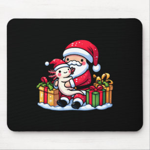 Santa Claus Hugs Axolotl Christmas Pajama Family M Mouse Pad