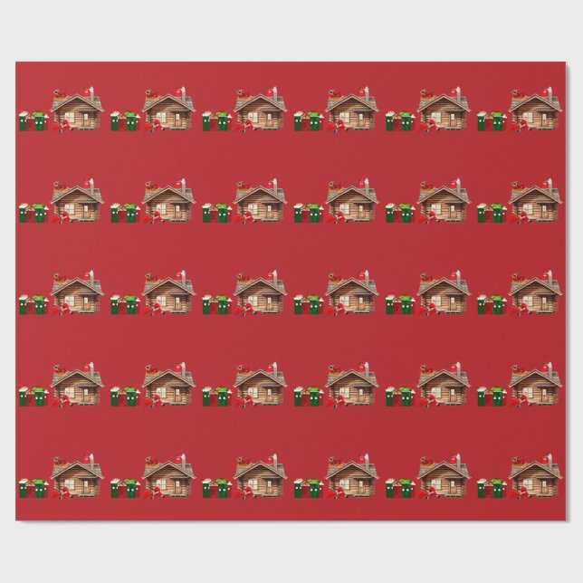 Santa Claus Hustle Red Wrapping Paper (Flat)