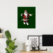Santa Claus Ice Hockey Player Poster (Home Office)