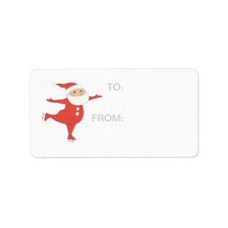 Santa Claus ice skating GIFT-TAG Label