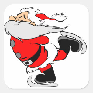 Santa Claus Ice Skating Square Sticker
