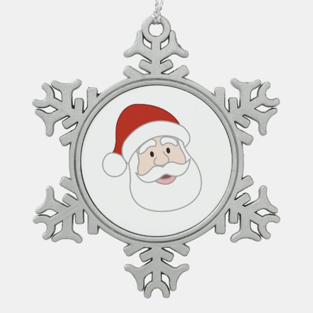 Santa Claus Illustration Snowflake Pewter Christmas Ornament (Front)