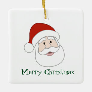 Santa Claus Illustration & Text Ceramic Ornament