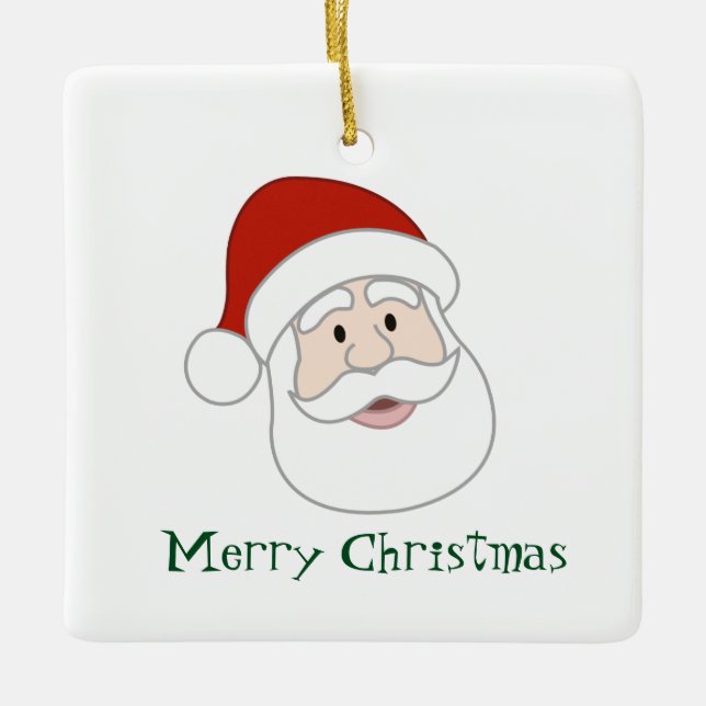 Santa Claus Illustration & Text Ceramic Ornament (Front)