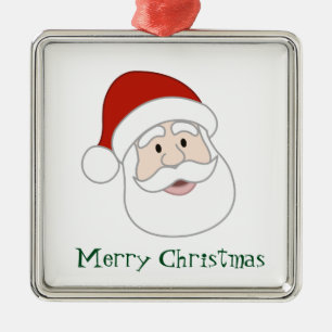 Santa Claus Illustration & Text Metal Ornament