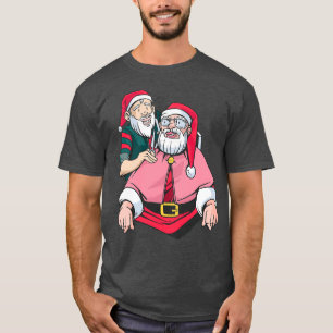 Santa Claus in a barber shop Funny Christmas beard T-Shirt