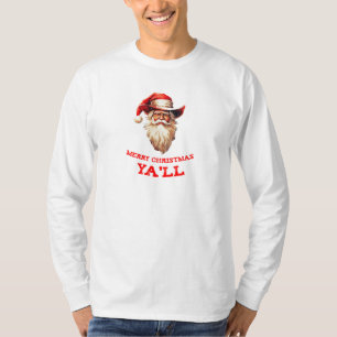 SANTA CLAUS in a COWBOY HAT merry christmas ya'll T-Shirt