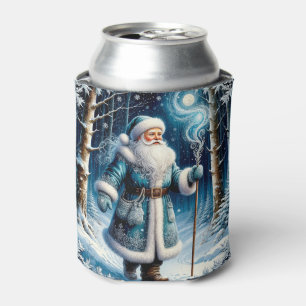 Santa Claus in a Magical Snowy Forest Can Cooler