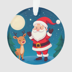 Santa Claus in a Magical Winter Scene Ornament
