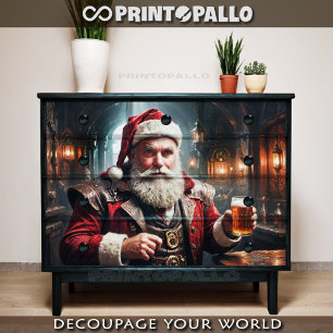 Santa Claus in a pub taking break from Christmas Tissue Paper