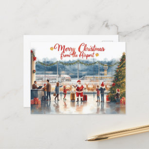 Santa Claus in at the airport Postcard