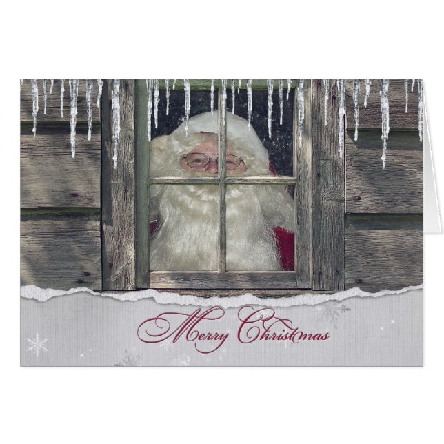 Santa Claus in cabin winter with icicles (Front Horizontal)