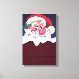Santa Claus in Chimney Canvas Print