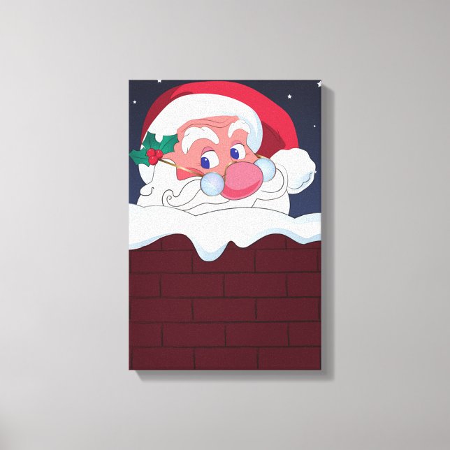 Santa Claus in Chimney Canvas Print (Front)