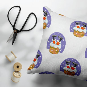 Santa Claus In Chimney, Snow, Christmas, New Year Accent Pillow