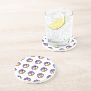 Santa Claus In Chimney, Snow, Christmas, New Year Coaster