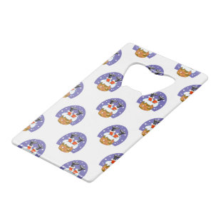 Santa Claus In Chimney, Snow, Christmas, New Year Credit Card Bottle Opener