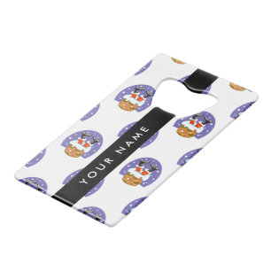Santa Claus In Chimney, Snow, Christmas, New Year Credit Card Bottle Opener