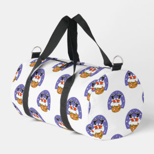 Santa Claus In Chimney, Snow, Christmas, New Year Duffle Bag