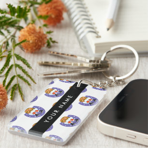 Santa Claus In Chimney, Snow, Christmas, New Year Keychain