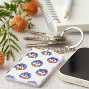 Santa Claus In Chimney, Snow, Christmas, New Year Keychain