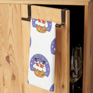 Santa Claus In Chimney, Snow, Christmas, New Year Kitchen Towel