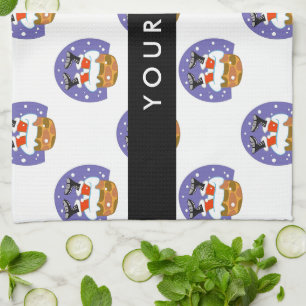 Santa Claus In Chimney, Snow, Christmas, New Year Kitchen Towel