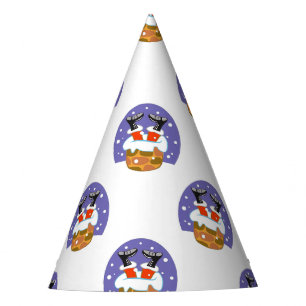 Santa Claus In Chimney, Snow, Christmas, New Year Party Hat