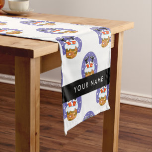 Santa Claus In Chimney, Snow, Christmas, New Year Short Table Runner