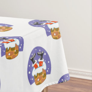 Santa Claus In Chimney, Snow, Christmas, New Year Tablecloth