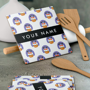 Santa Claus In Chimney, Snow, Christmas, New Year Tile