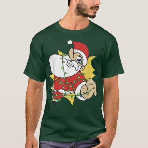 Santa Claus in fairy lights funny Santa Claus Chri T-Shirt