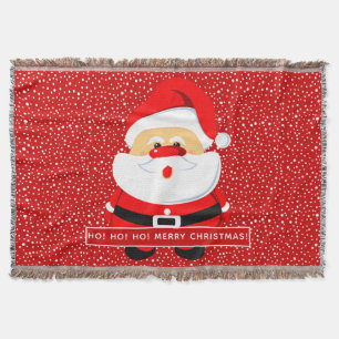 Santa Claus in falling snow Christmas holiday red Throw Blanket