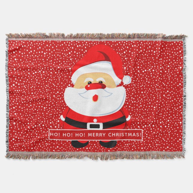 Santa Claus in falling snow Christmas holiday red Throw Blanket (Front)