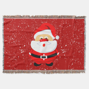 Santa Claus in falling snow Christmas holiday Throw Blanket