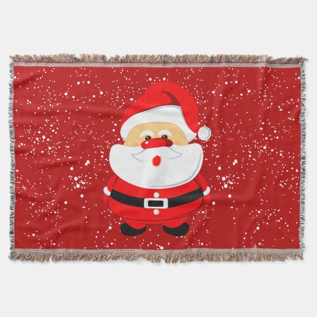 Santa Claus in falling snow Christmas holiday Throw Blanket (Front)