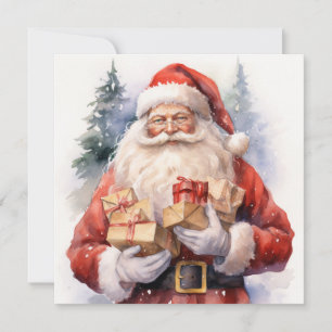 Santa Claus in Festive Red Suit Holiday Card