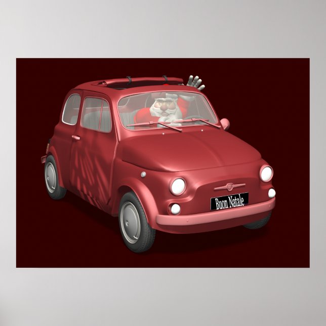 Santa Claus In Fiat 500 Poster (Front)