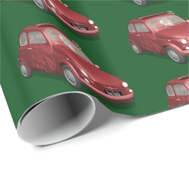 Santa Claus In Fiat 500 Wrapping Paper (Roll Corner)