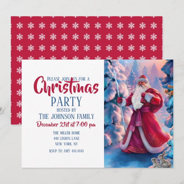 Santa Claus in forest          Invitation (Front/Back)