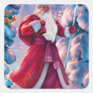 Santa Claus in forest Square Sticker