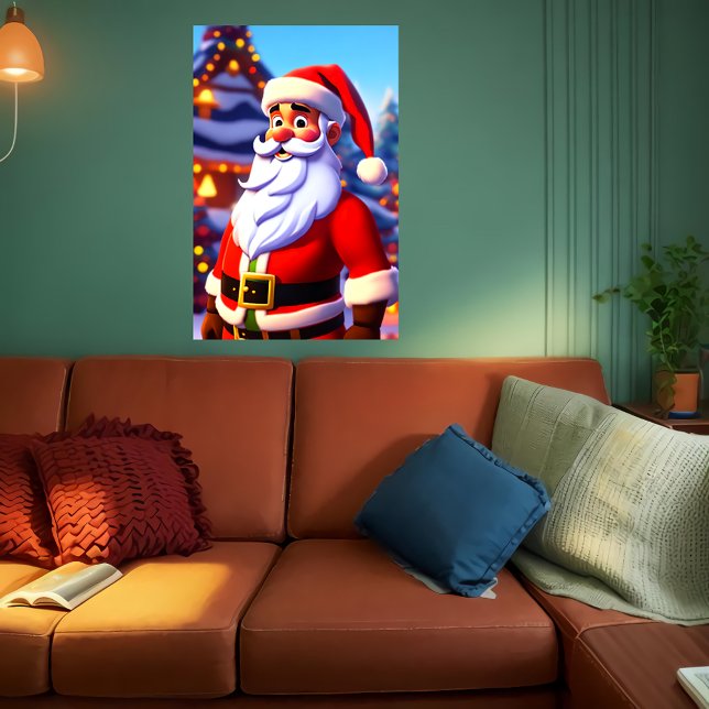 Santa Claus in front of a Christmas home | AI Art Poster (Creator Uploaded)