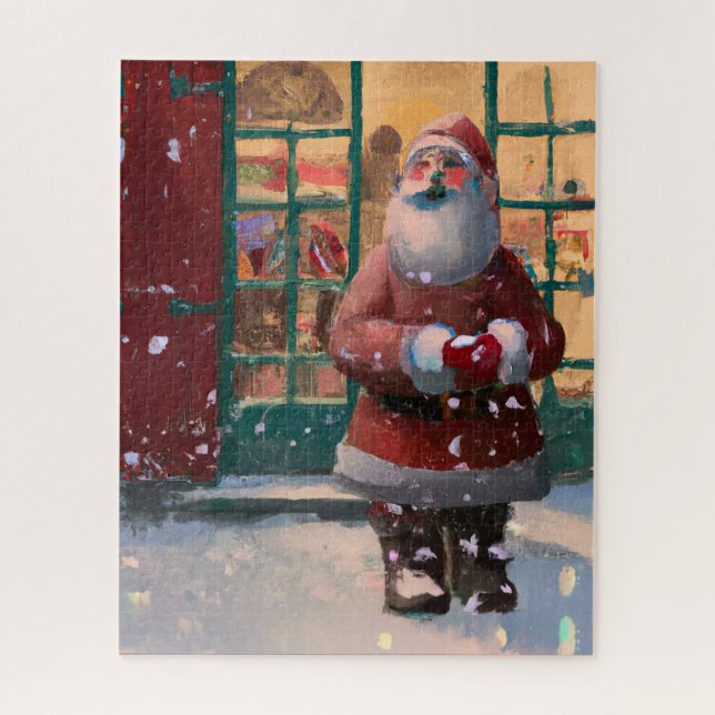 Santa Claus in Front of Toy Shop AI Art Jigsaw Puzzle (Vertical)