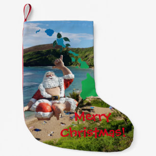 Santa Claus in Hawaii Small Christmas Stocking