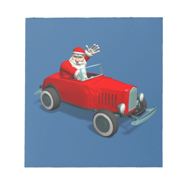 Santa Claus In Hot Rod Notepad (Front)