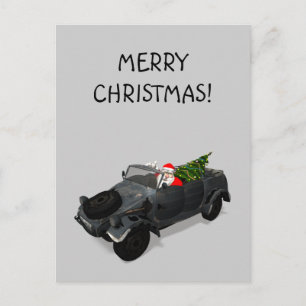 Santa Claus In Kuebelwagen Holiday Postcard
