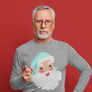 Santa Claus in Mint Green Hat Vintage Christmas T-Shirt