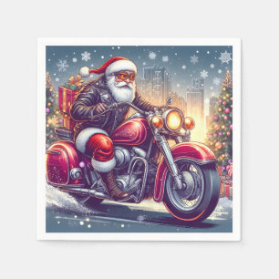 Santa Claus in motorcycle mode Napkin